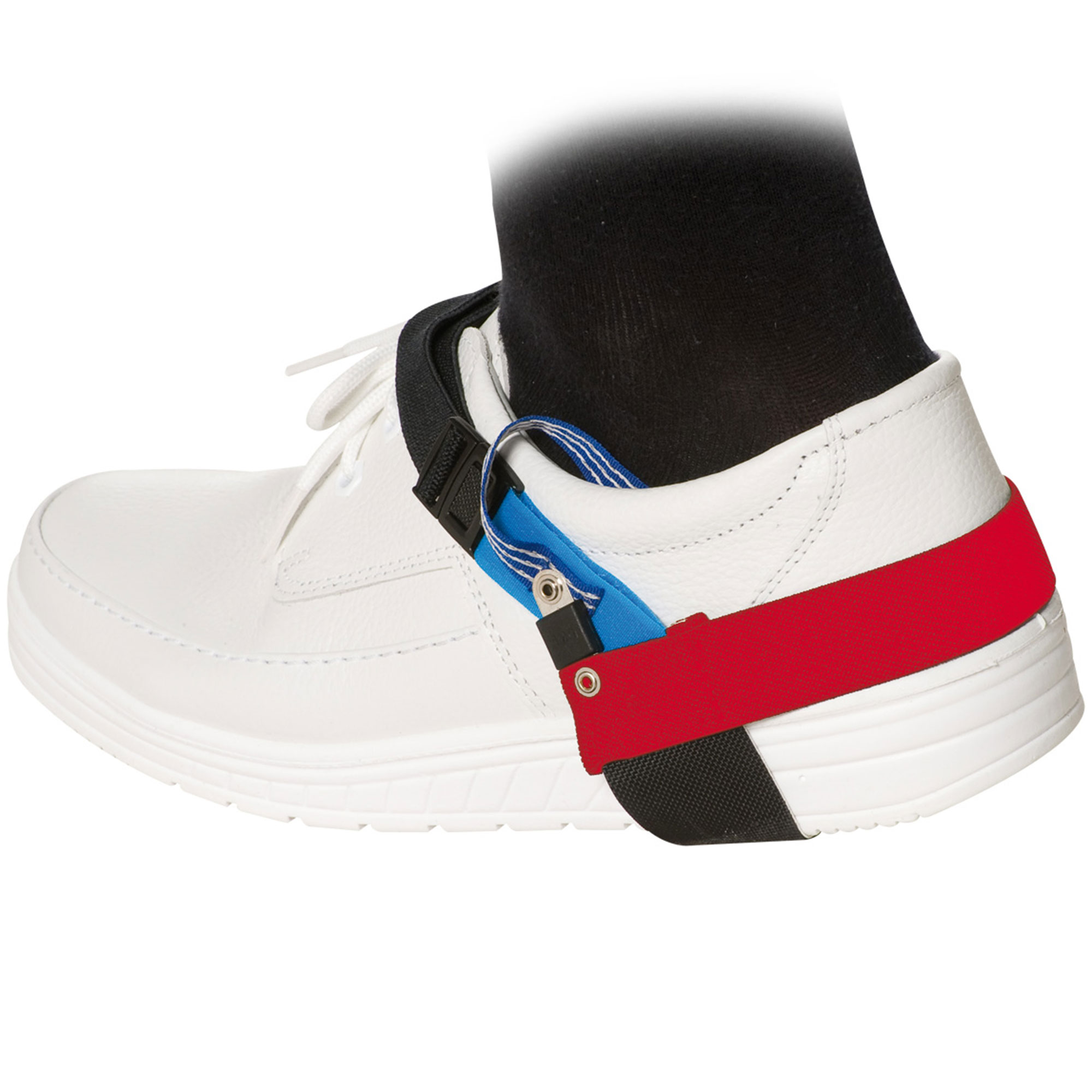 Men's/Women's ESD-compliant heel strap with adjustable clip fastening