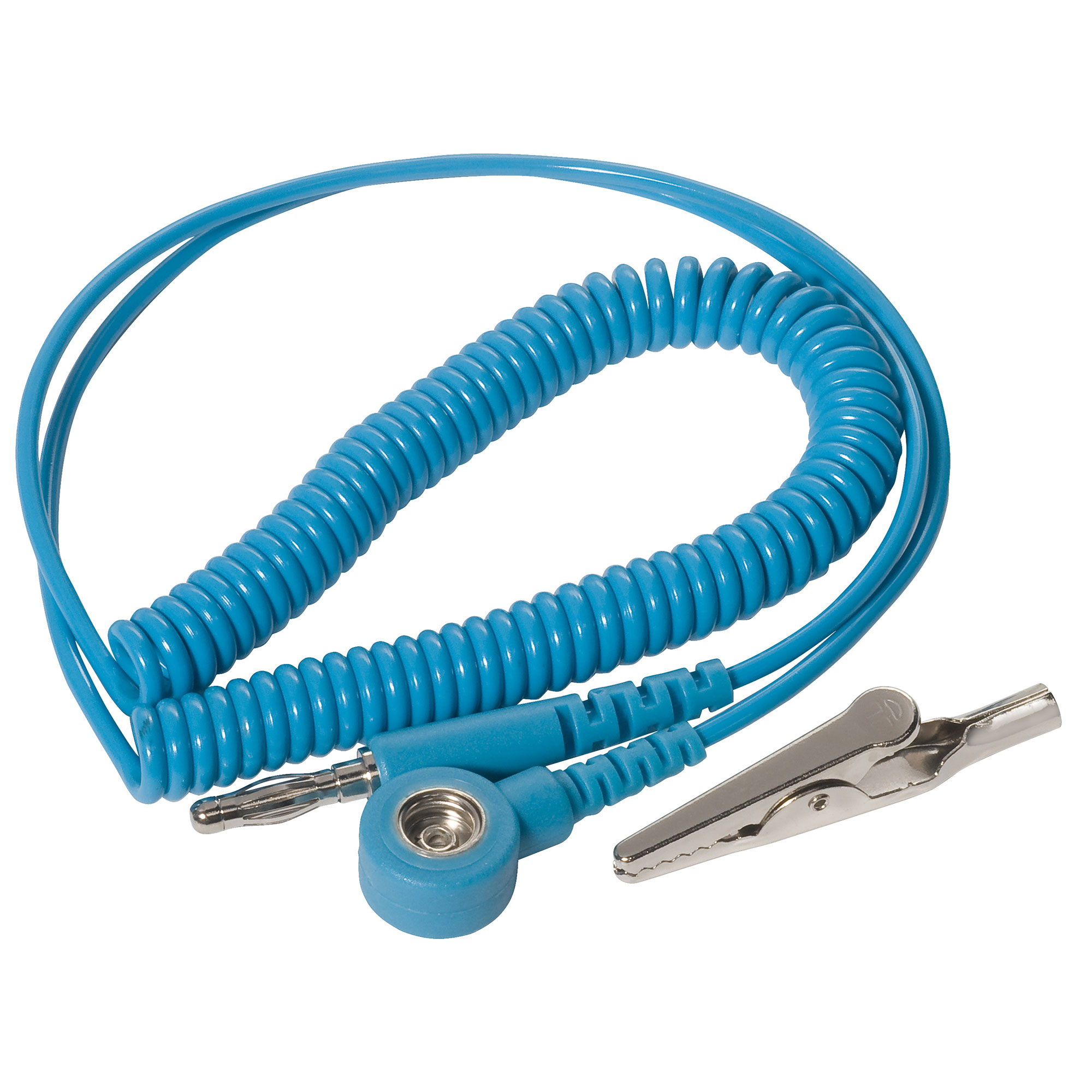 ESD coiled cable, banana plug with earth contact
