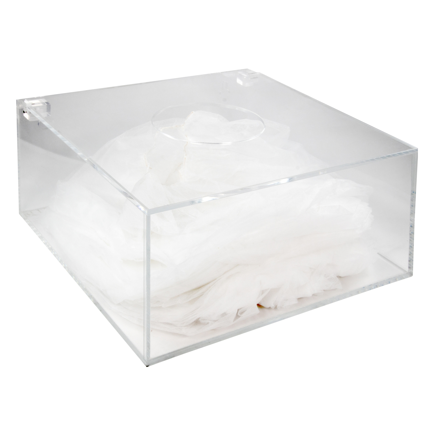 Acrylic glass dispenser box for hoods