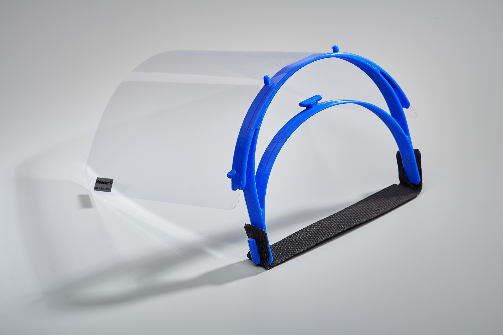 Reusable face shield, elasticated headband
